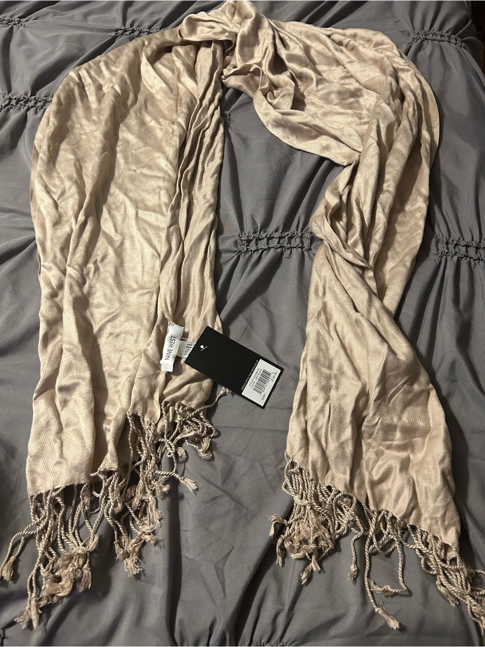 Nine West Light Beige Fringe Scarf